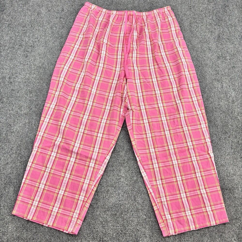 Falls Creek Women's L Pink Plaid Pajama Lounge Pants Cotton Blend
